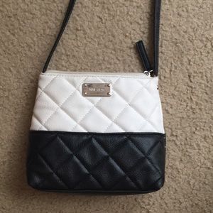 crossbody black and white bag